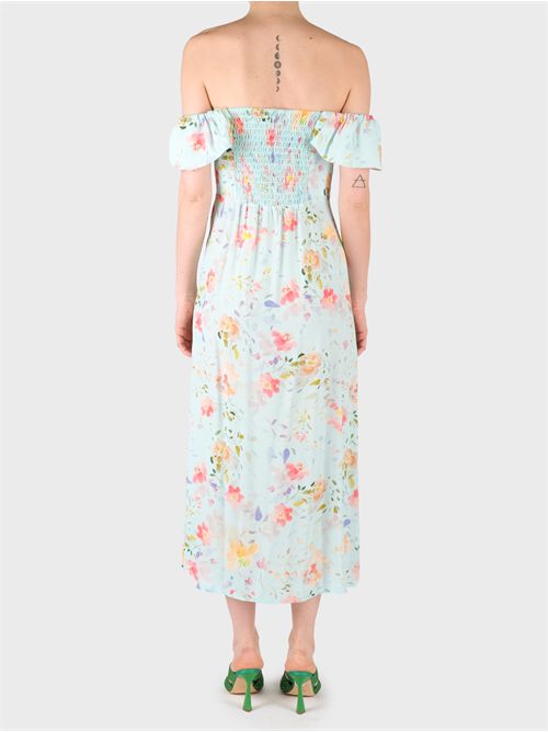Floral Crêpe Long Dress with Boat Neckline MAR DE MARGARITAS | MMABW01167TMFI0025CE14